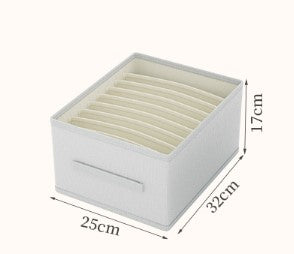 Grey Fabric Collapsible Wardrobe Organizer - 7 or 9 Grids for Pants, Leggings, and Clothes Storage.